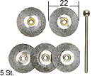 Schijfborstels staal 22mm 5st + houder