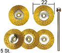 Schijfborstels staal 22mm 5st + houder