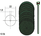 Set doorslijpschijven 22mm 10st + houder